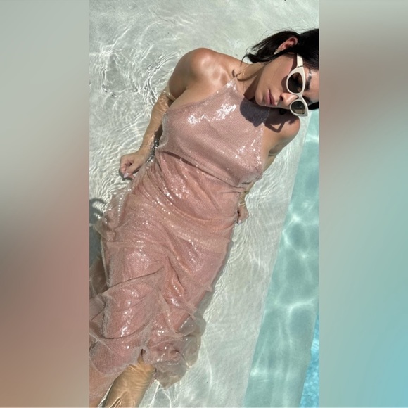 ZARA SEQUIN HALTER DRESS - Picture 12 of 12